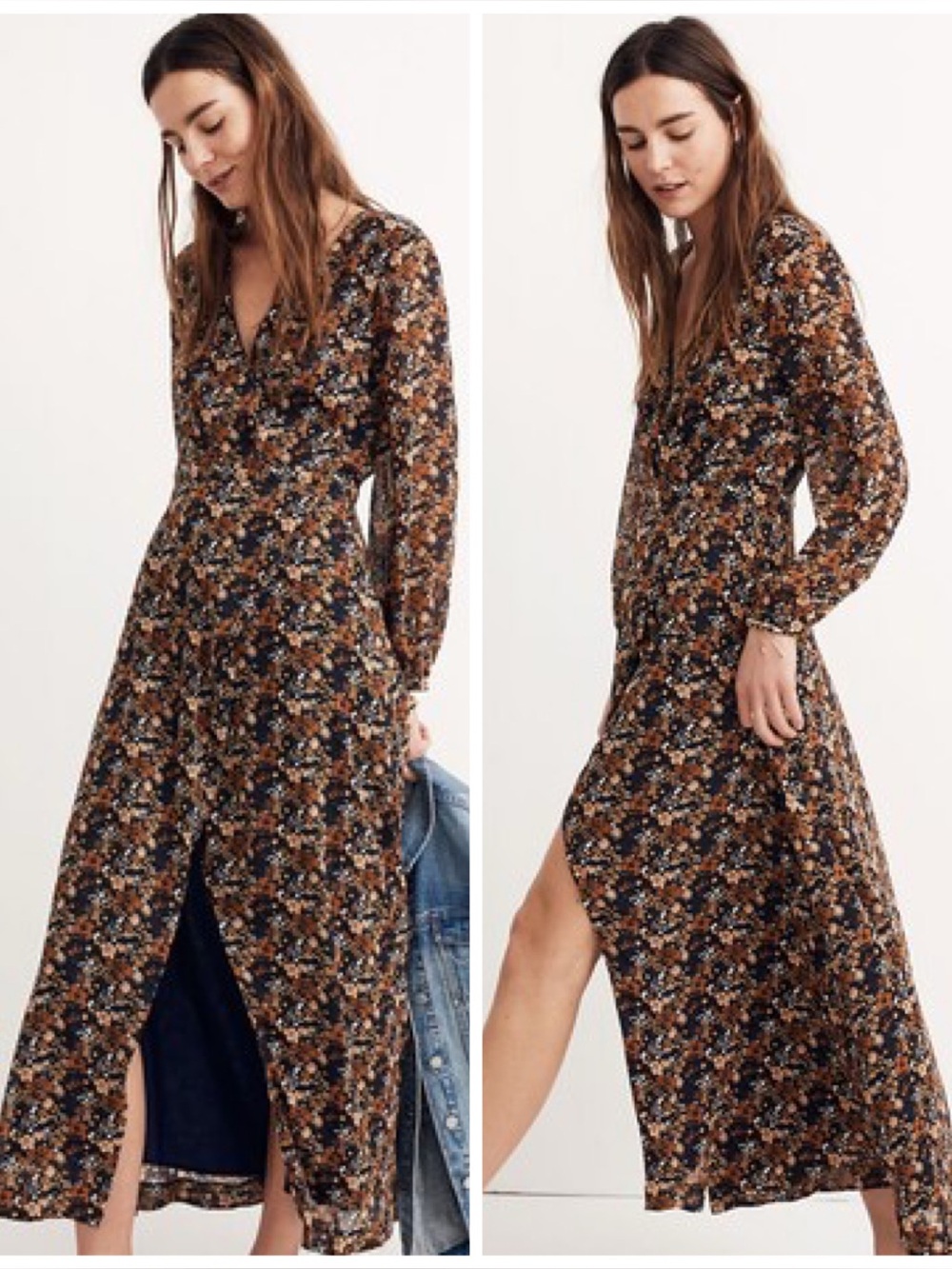 Madewell Nightflower Maxi Dress Prairie Blossoms in Woodland Warm Nutmeg